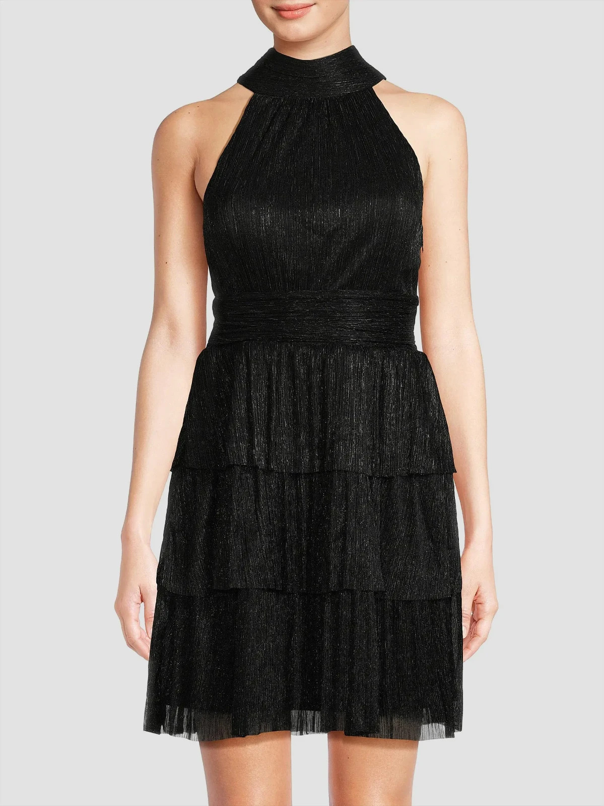 Lilly Pulitzer Wyn Halter Dress Noir Metallic Knit Crinkle Size 14 NWT