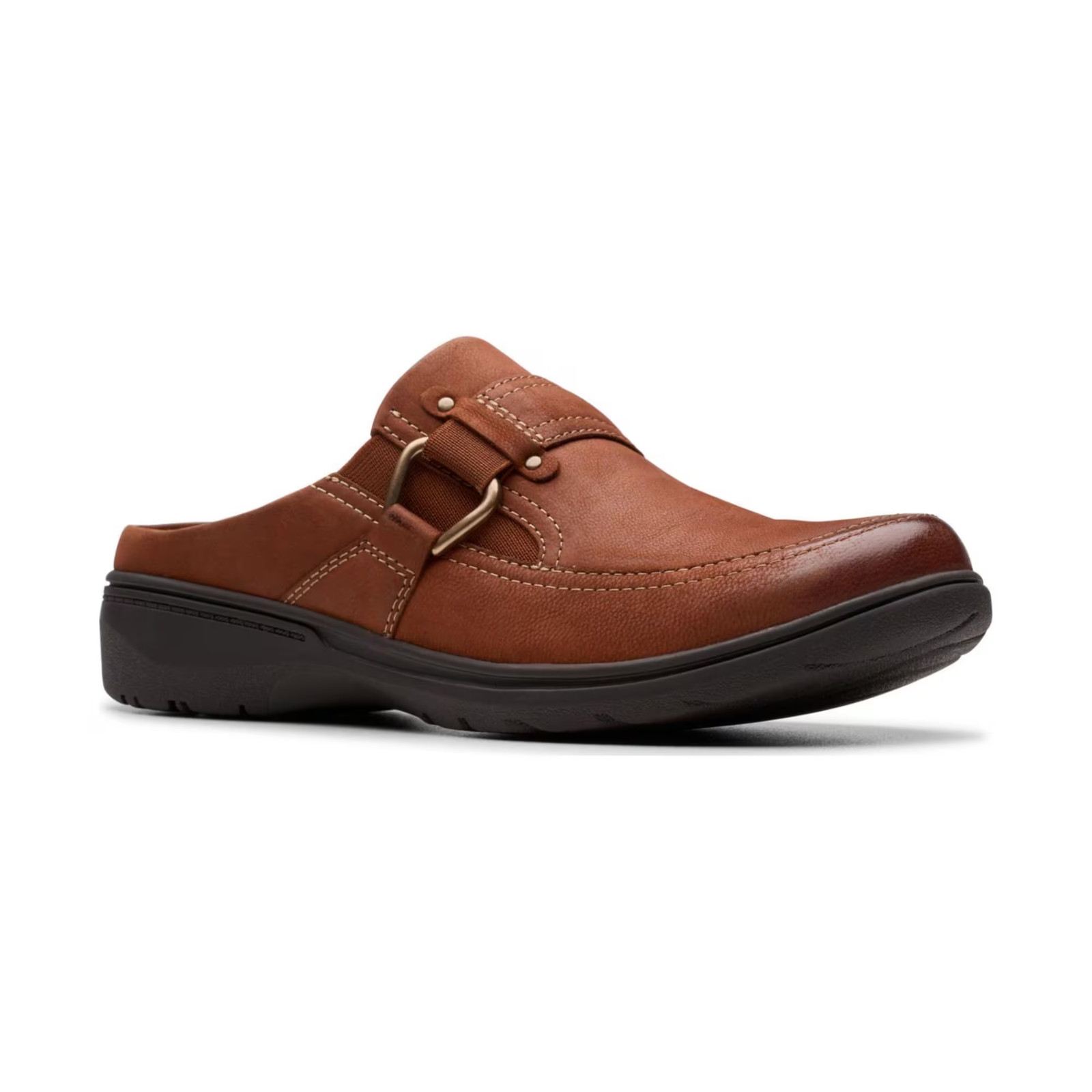 Women\'s Clarks Carleigh Viola Round Toe Mules British Tan Leather SZ 7.5
