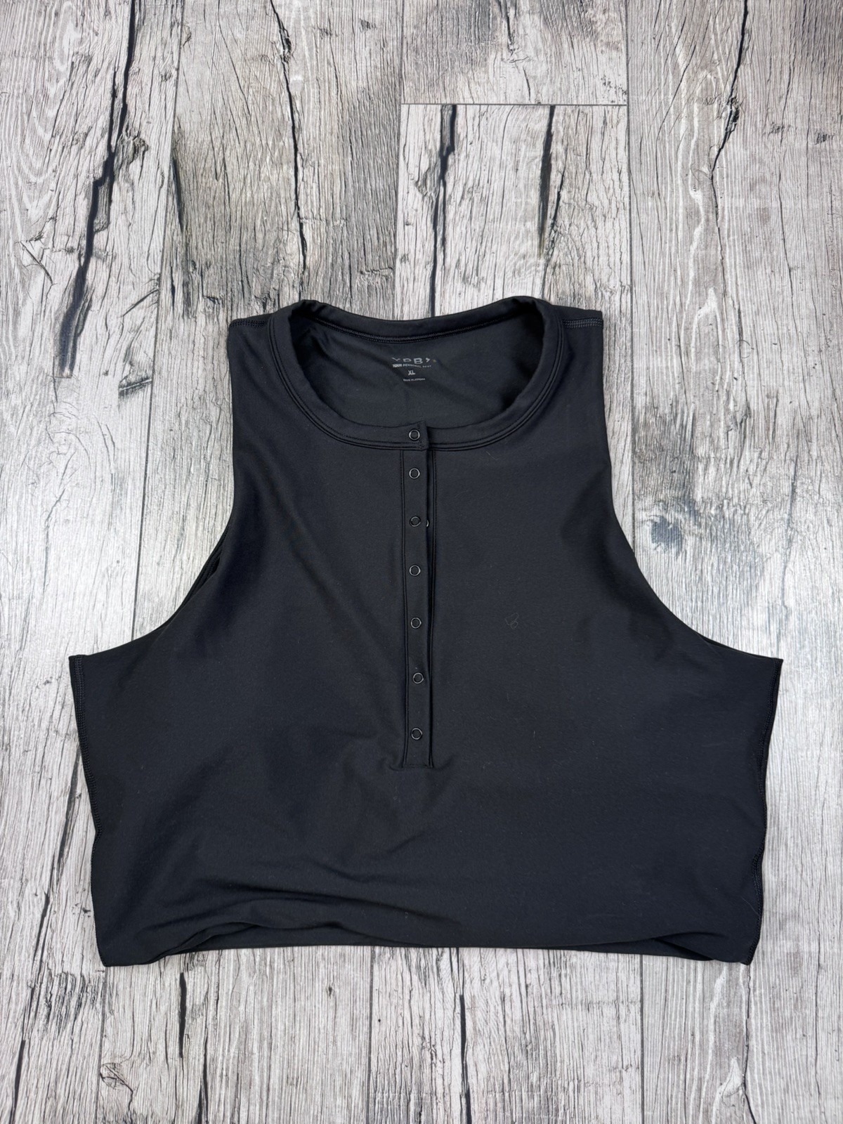 Abercrombie & Fitch YPB SculptLUX Crop Top Henley Slim Tank Sz Xl Black