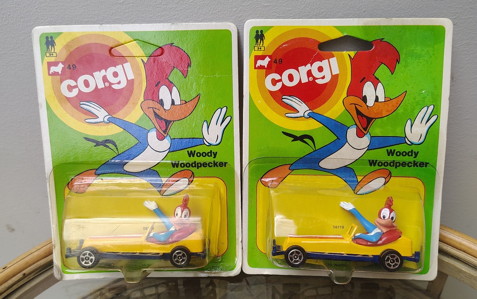 1981 Corgi Juniors 49 Woody Woodpecker Die-cast Yelow Racer Car MOC Lot of (2) 1981 Corgi Juniors 49 Woody Woodpecker Die-cast Yelow Racer Car MOC Lot of (2)