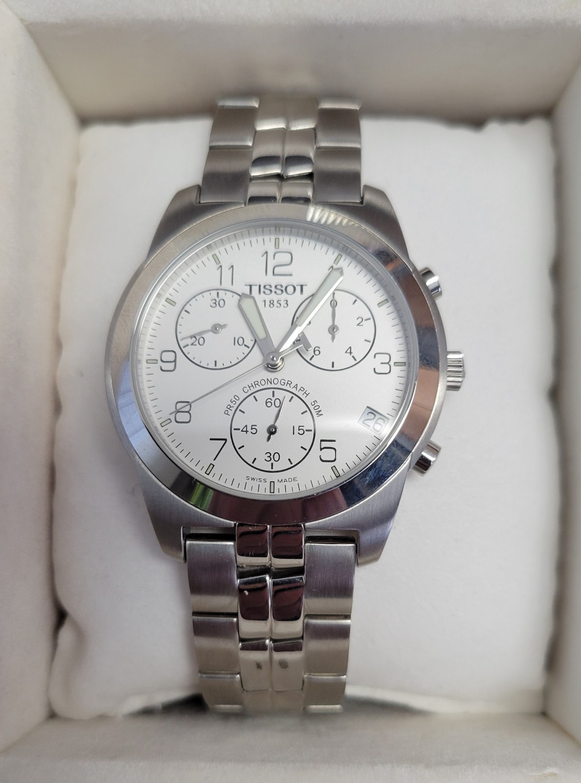 Tissot PR 50 Chronograph Quartz Watch J378/478 White Dial FULL SET Box & Papers Tissot PR 50 Chronograph Quartz Watch J378/478 White Dial FULL SET Box & Papers