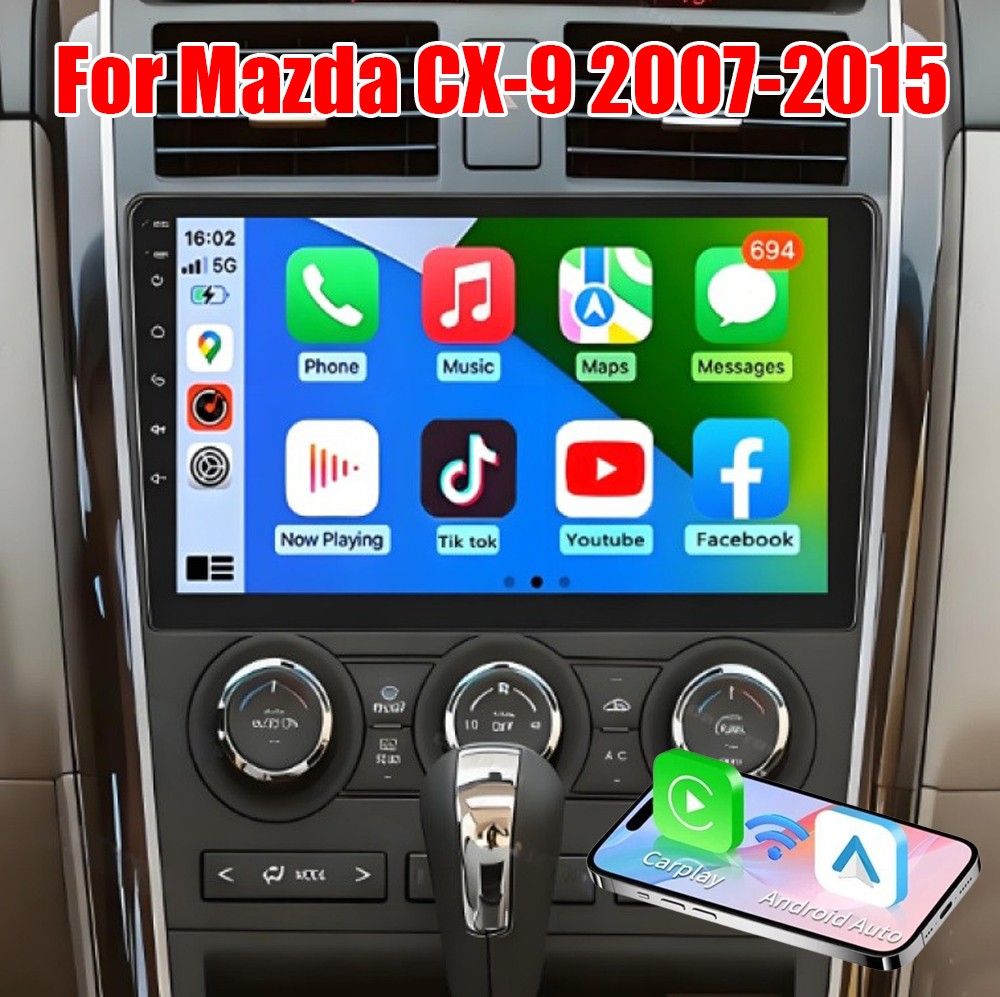 For 2007-2015 Mazda CX-9 Apple CarPlay Car Stereo Radio Android 15 GPS Navi WIFI