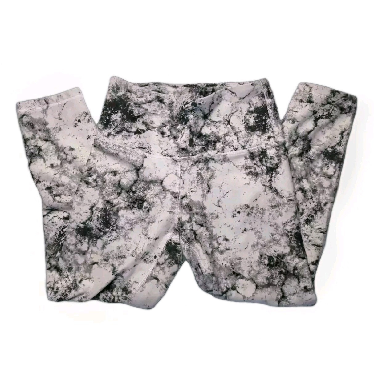 Balance Collection Leggings- Womens S, White Gray Marble High Waist Athletic Gym Balance Collection Leggings- Womens S, White Gray Marble High Waist Athletic Gym