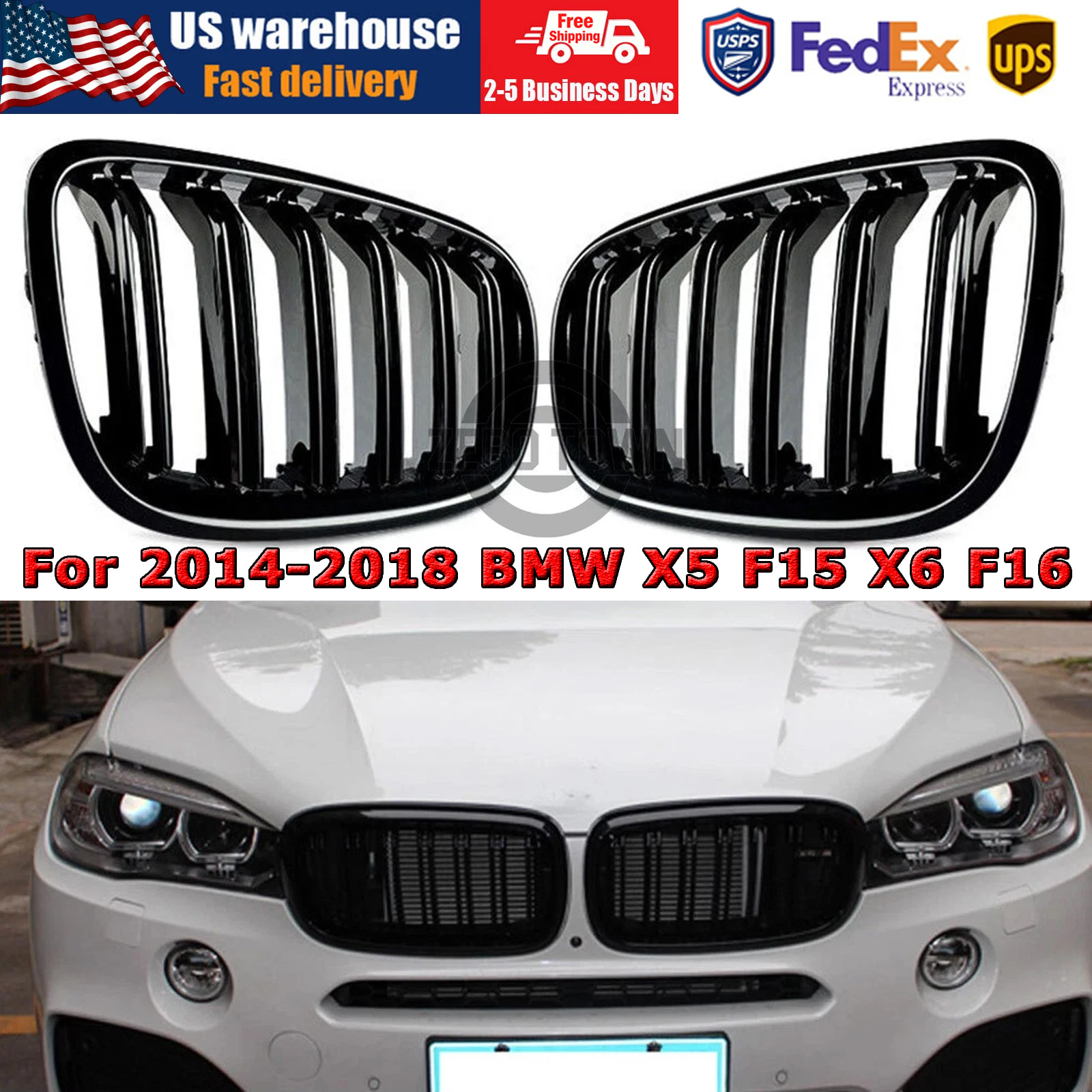 For 2014-2018 BMW X5 F15 X6 F16 Gloss Black Dual Line Front Kidney Grill Grille For 2014-2018 BMW X5 F15 X6 F16 Gloss Black Dual Line Front Kidney Grill Grille