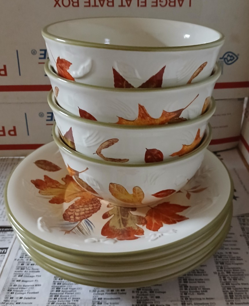 Longaberger Plates & Bowls Botanical Fields - Set of 8 (4 of each) New in Box Longaberger Plates & Bowls Botanical Fields - Set of 8 (4 of each) New in Box