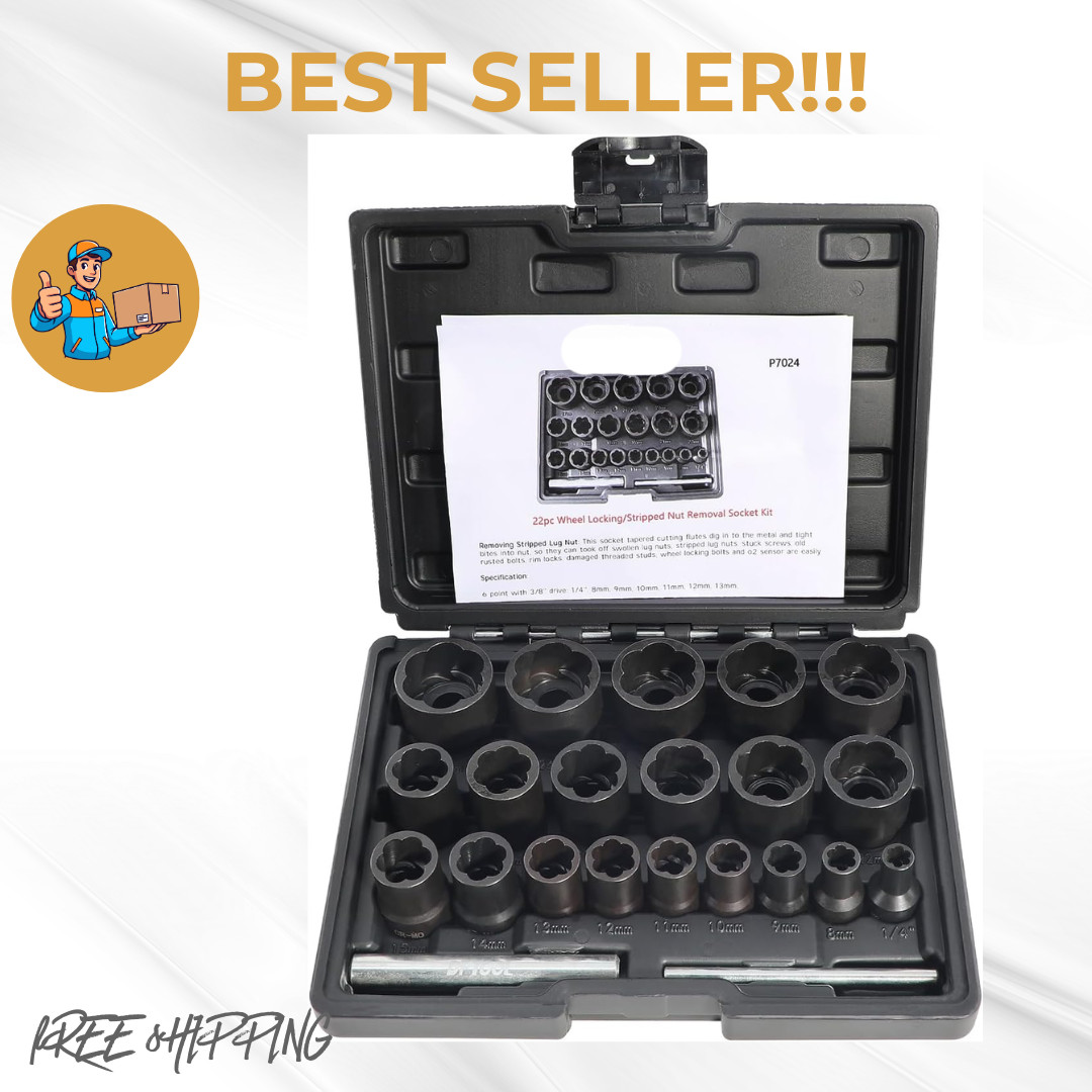 DPTOOL 22 Piece Bolt Nut Extractor Set, 1/2\