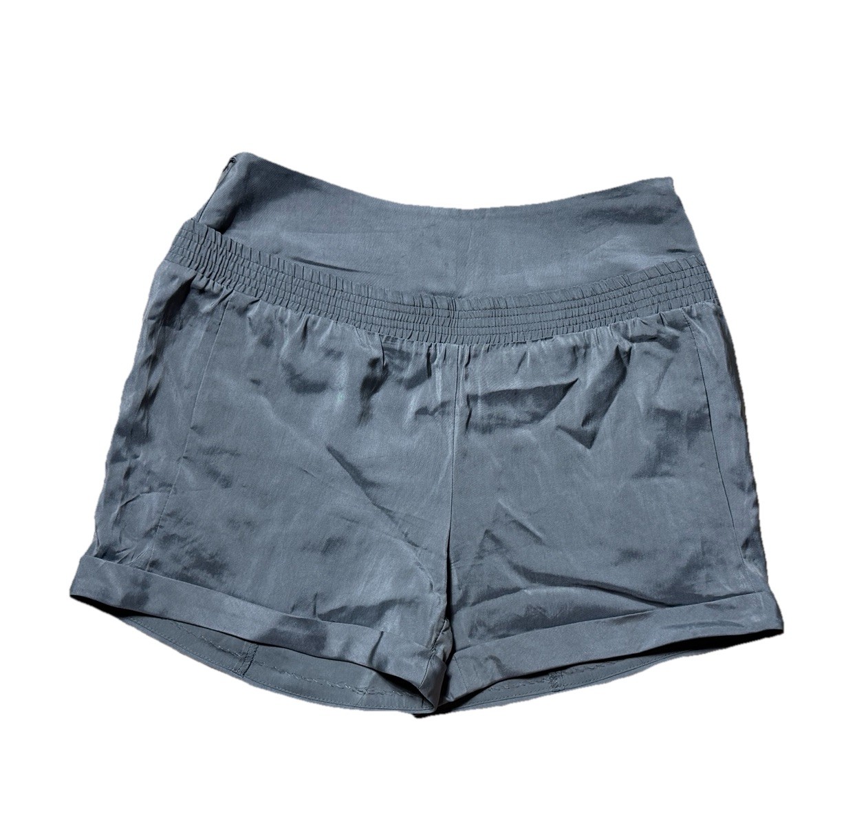 Theyskens Theory Rare Double Waistband Shorts 4 Gray Cuffed Designer Silk Blend Theyskens Theory Rare Double Waistband Shorts 4 Gray Cuffed Designer Silk Blend