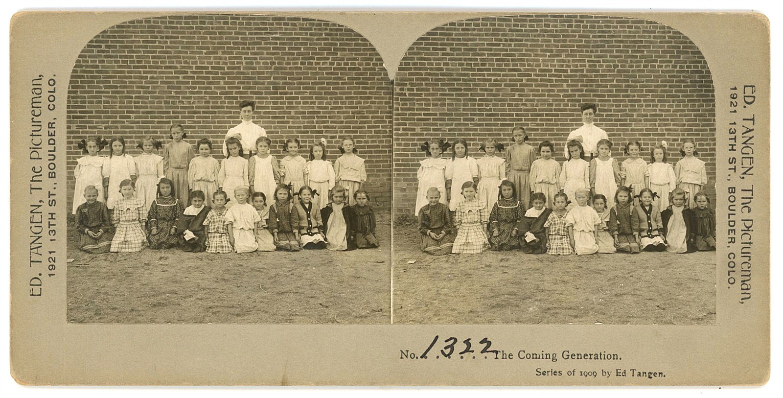 COLORADO STEREOVIEW - Boulder School Children - Ed Tangen c1909