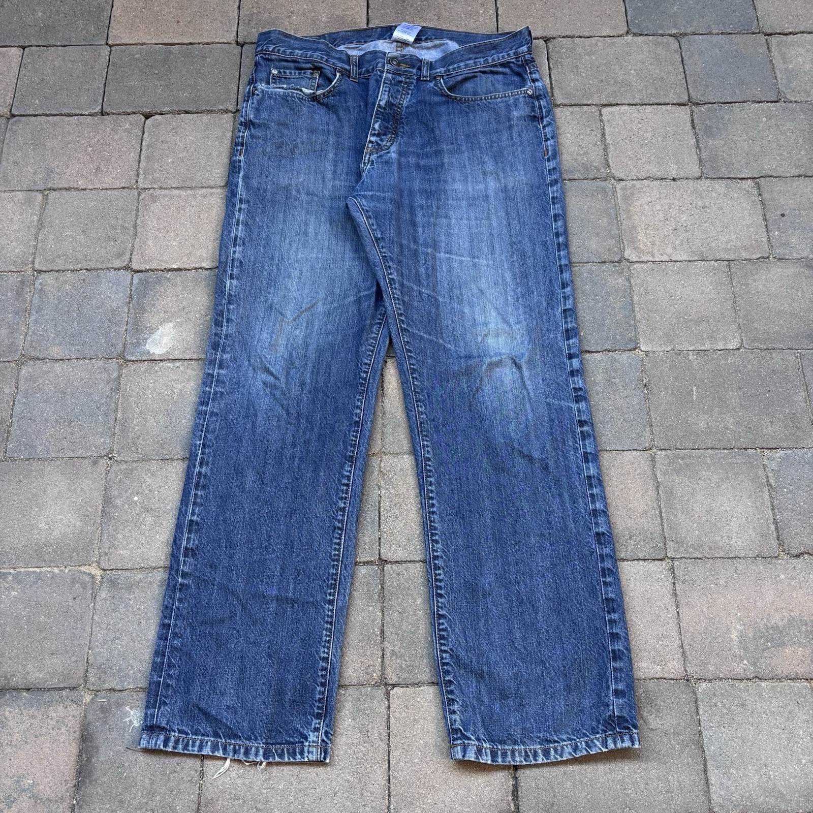 Patagonia Jeans Mens Organic Cotton Relaxed Fit Blue Denim Size 34x30 FLAWS