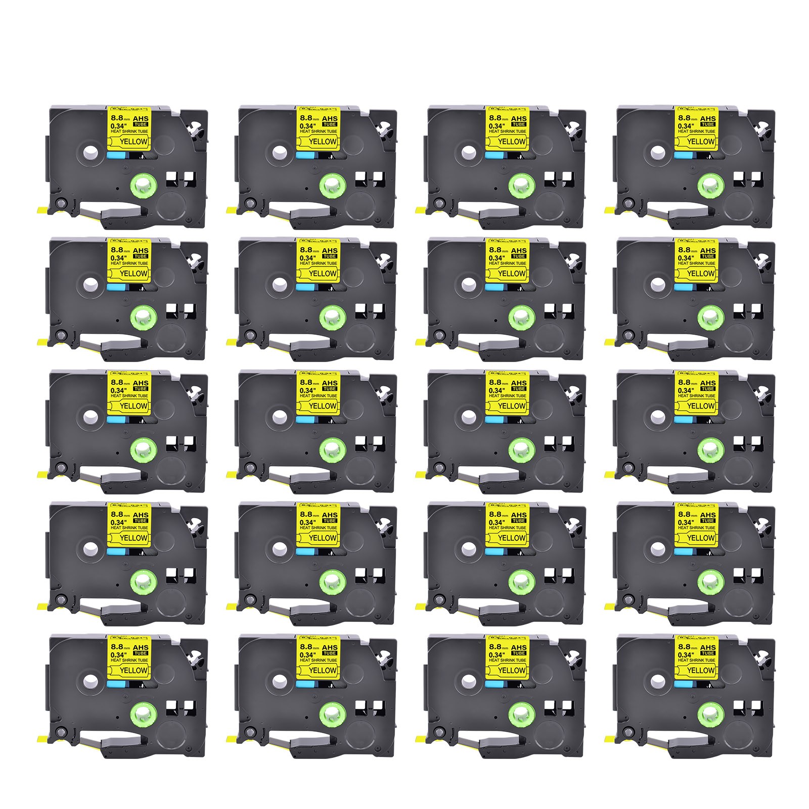 20PK 9mm Black on Yellow Ratio 2:1 HS HSe621 Heat Shrink Tube Fit Brother PTH111