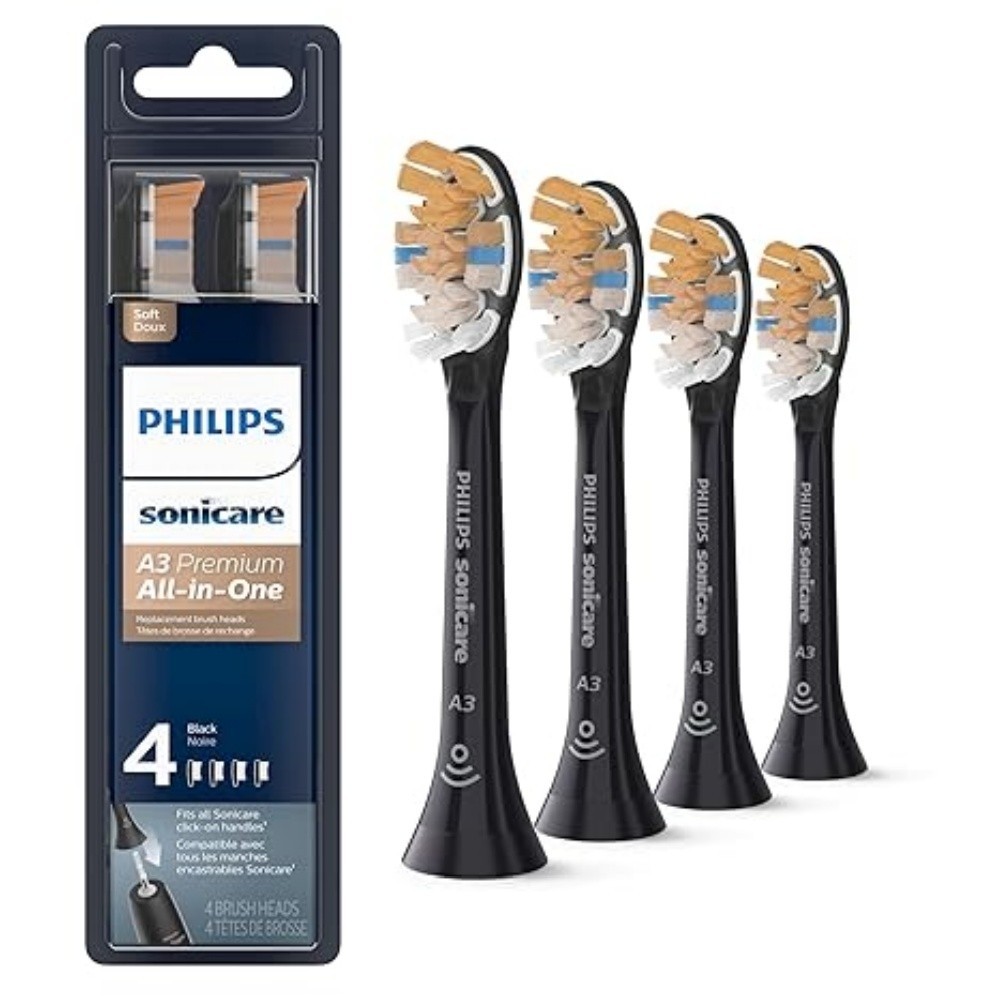 4-Pack Genuine Philip A3 Premium All-in-One Sonic Toothbrush Replacement Black 4-Pack Genuine Philip A3 Premium All-in-One Sonic Toothbrush Replacement Black