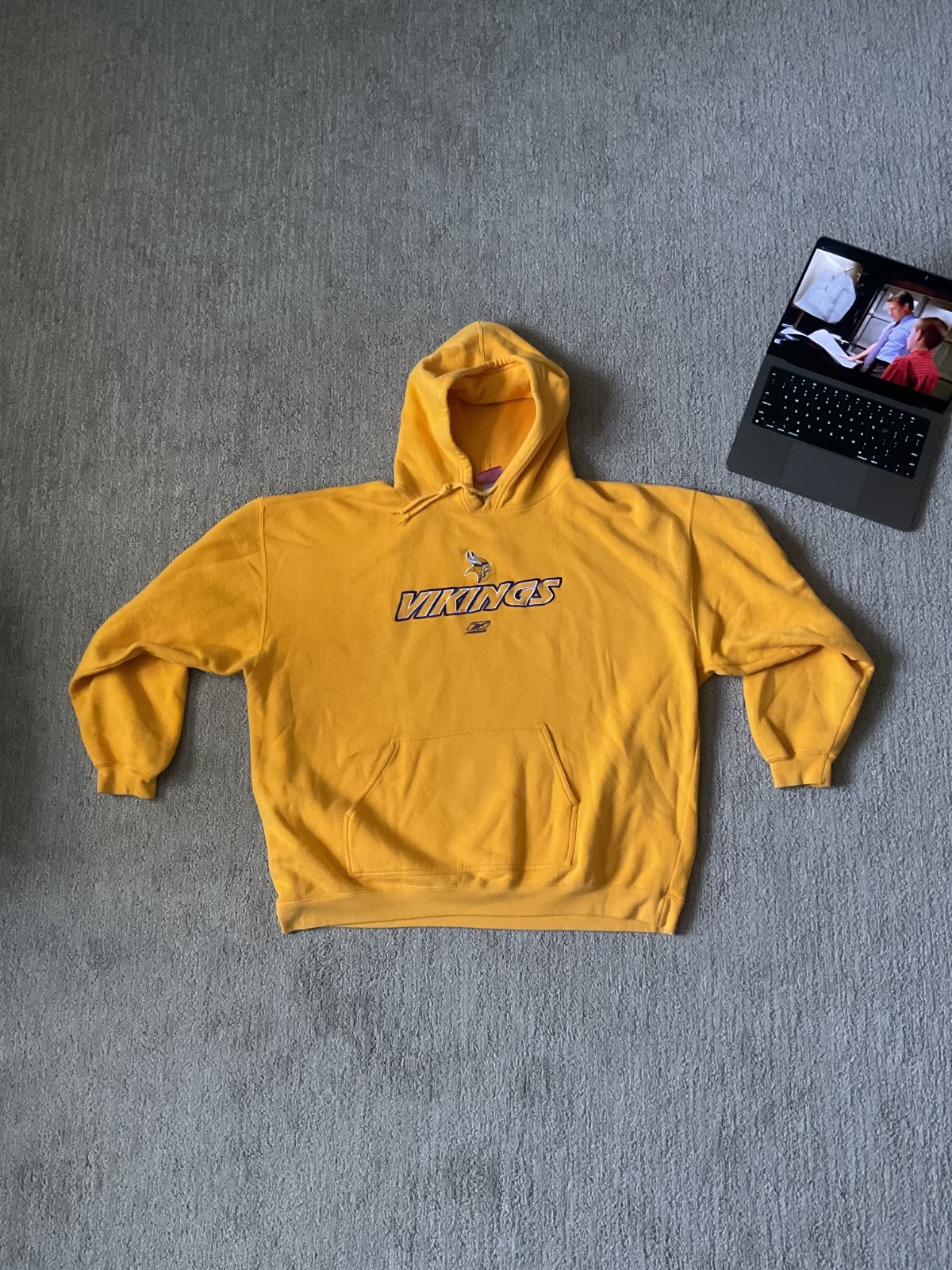 Y2K Yellow NFL Reebok Minnesota Vikings Sweatshirt Size Men\'s XXL