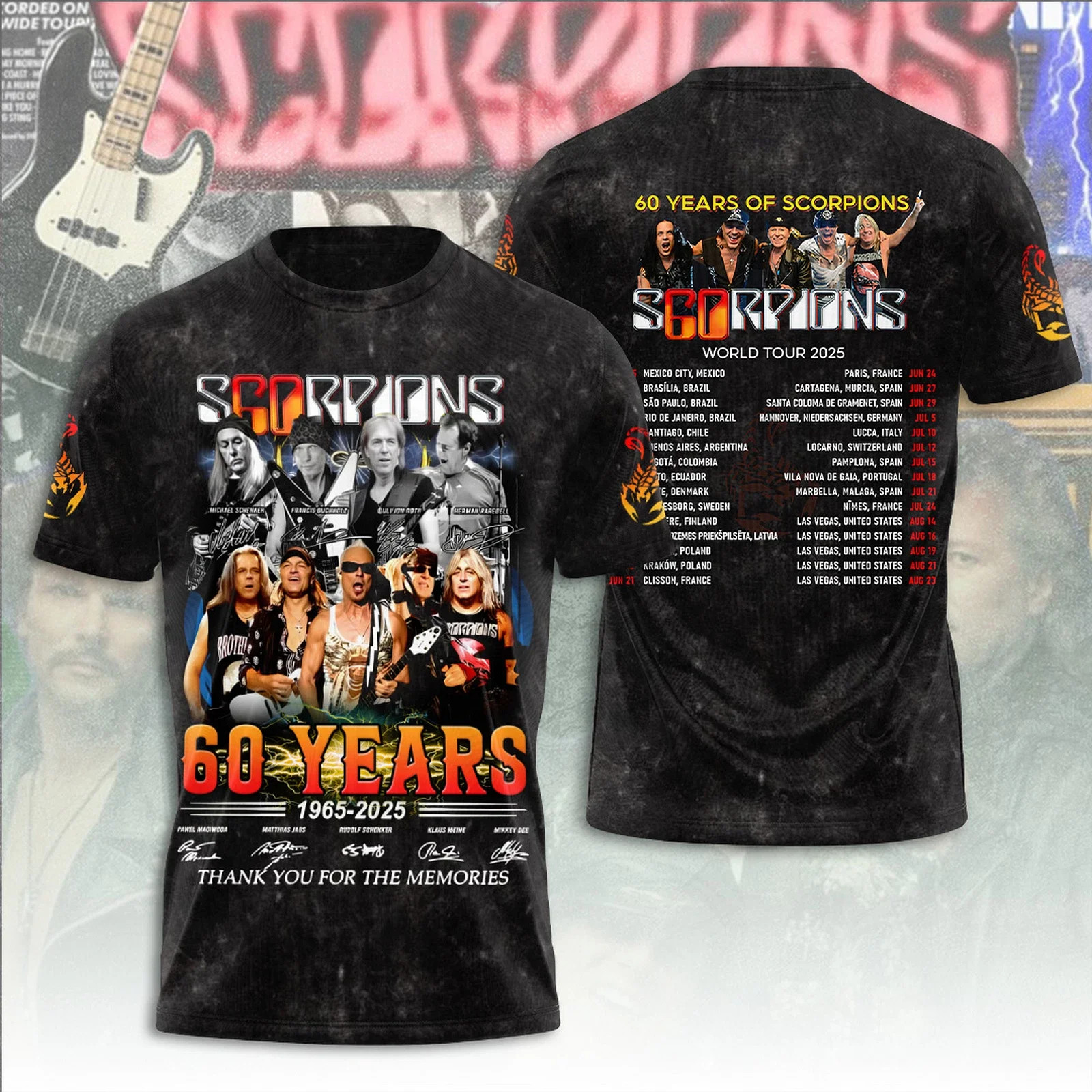 Rock Scorpions Band 2025 Tour 3D Print T-shirt Men Women BL943