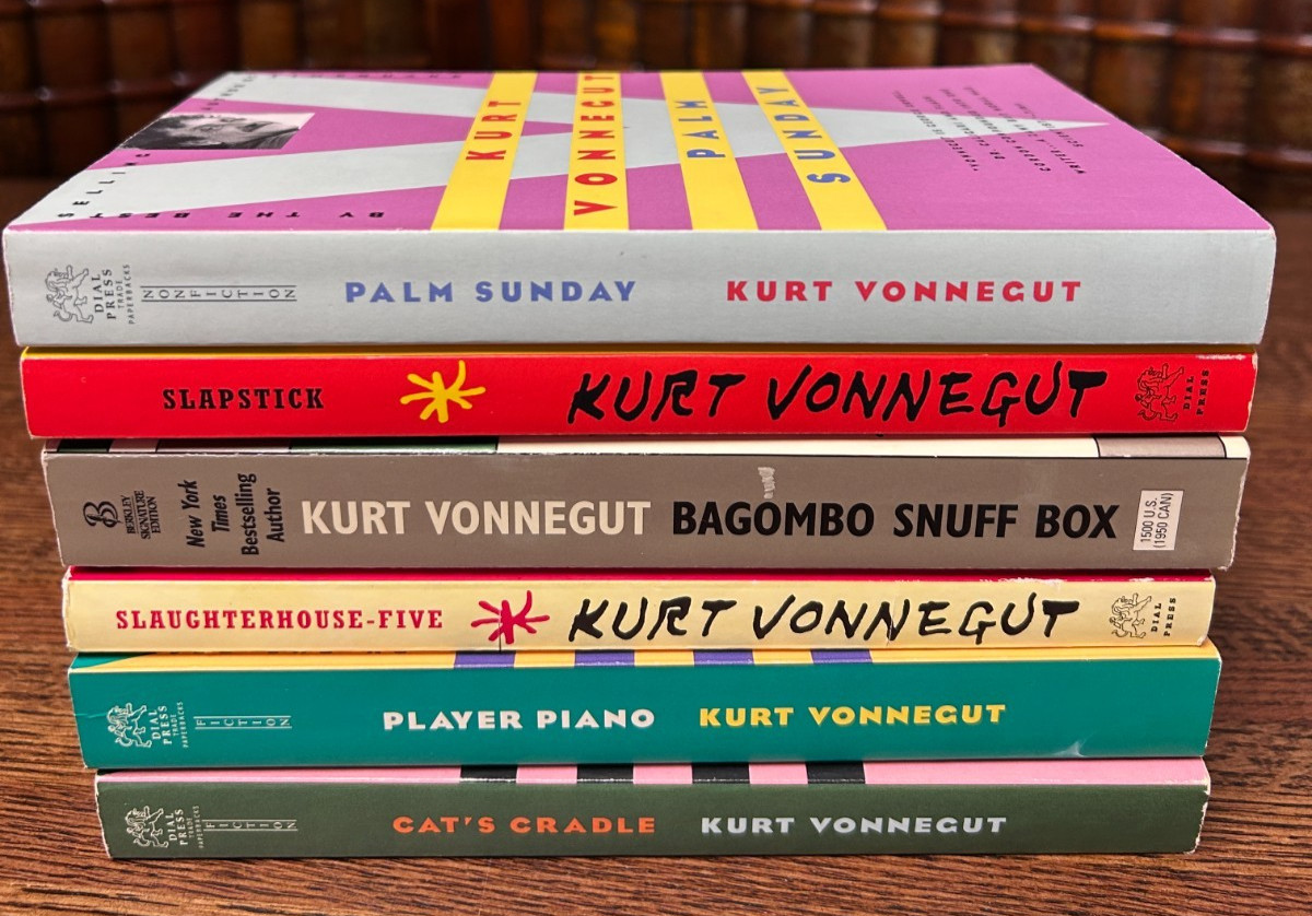 Kurt Vonnegut, lot of 6; Palm; Bagombo; Piano; Cat\'s; Slapstick, Slaughterhouse Kurt Vonnegut, lot of 6; Palm; Bagombo; Piano; Cat\'s; Slapstick, Slaughterhouse