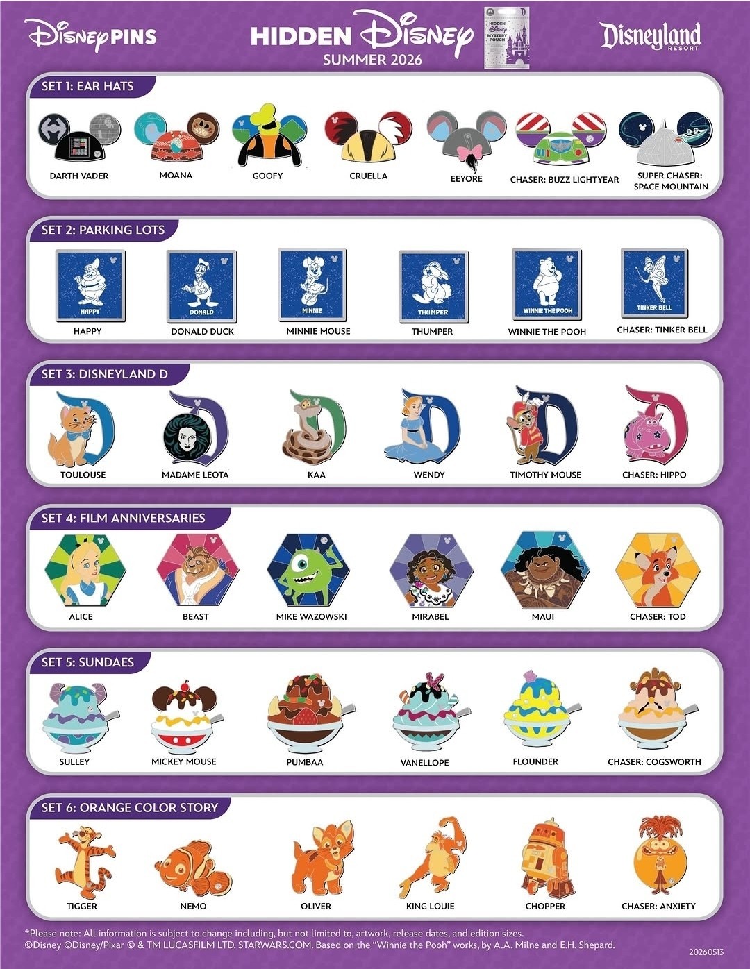 (PRESALE) 2026 DISNEYLAND DLR Hidden Disney Wave B Mystery Pins (2 pins/pack)