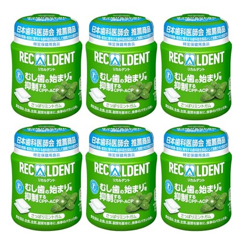 Recaldent Fresh Mint Gum CPP-ACP Sugar Free Bottle 135.2g x6 Japan