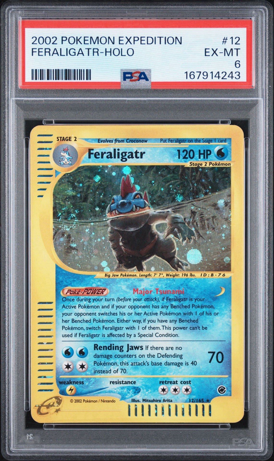 PSA 6 SWIRL 2002 POKEMON EXPEDITION #12 FERALIGATR-HOLO