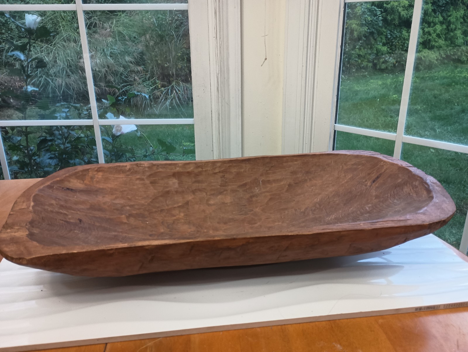 Primitive Wooden Dough Bowl Kitchen Farmhouse Wood Table Centerpiece 21
