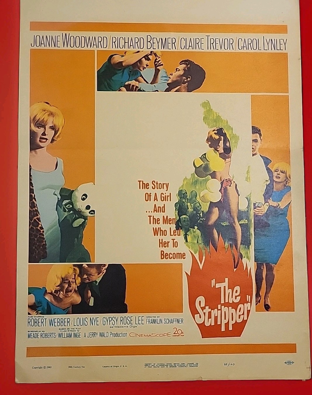 THE STRIPPER original 1963 Movie Lobby Card 14x22\