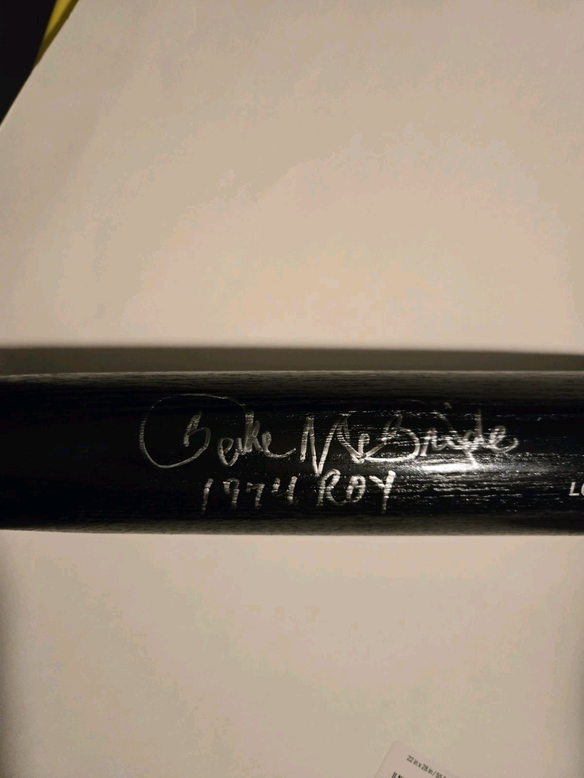 Bake Mcbride Jsa Auto Bat W/ Cardinals Roy Inscription  1980 Wsc Phillies