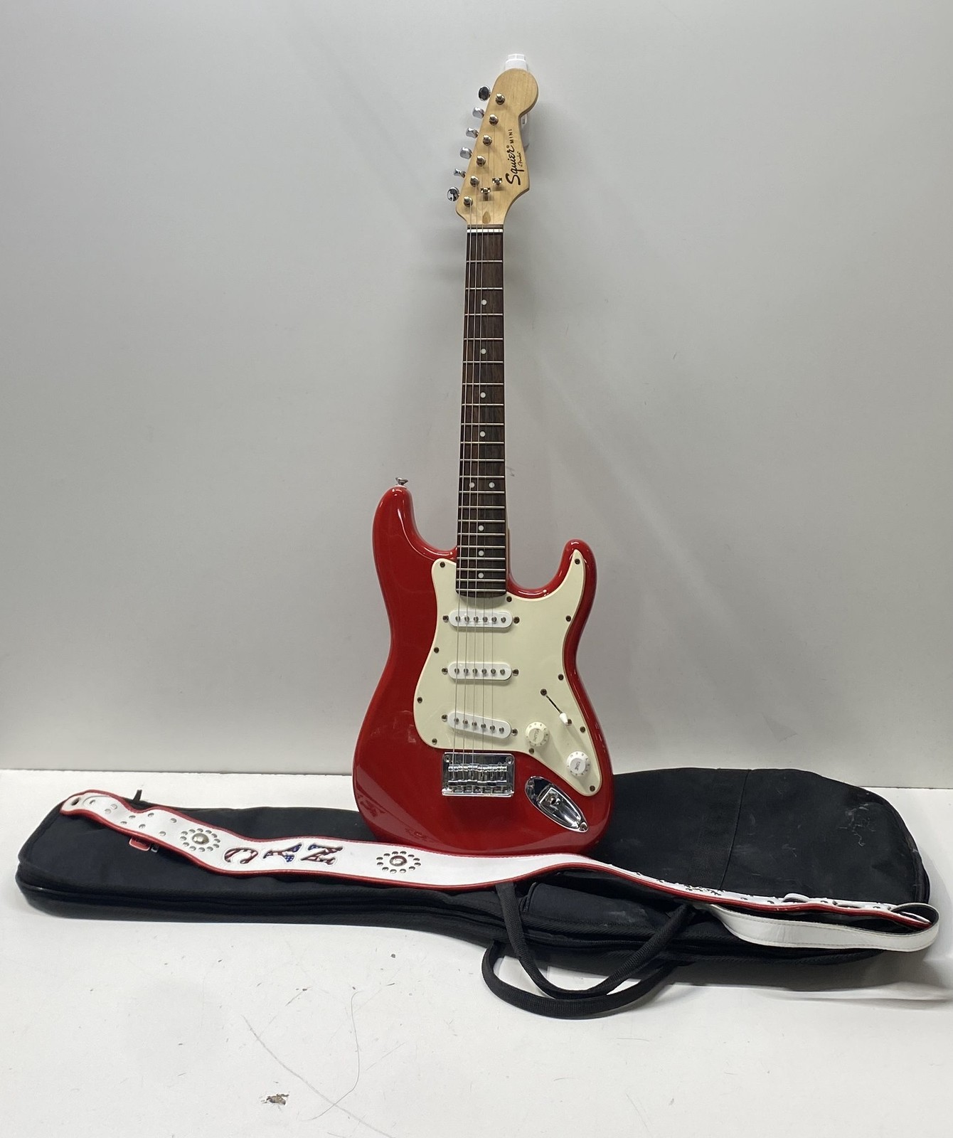 Squier Mini Stratocaster Red 6-String Electric Guitar SSS Parts or Repair