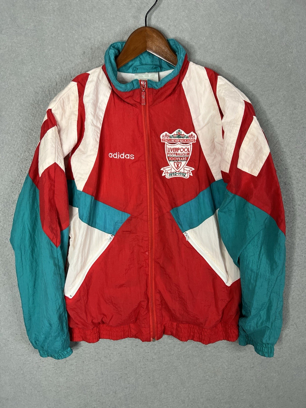 RARE Adidas Liverpool FC 1892-1992 Centenary Tracksuit Jacket Size S-M Vintage