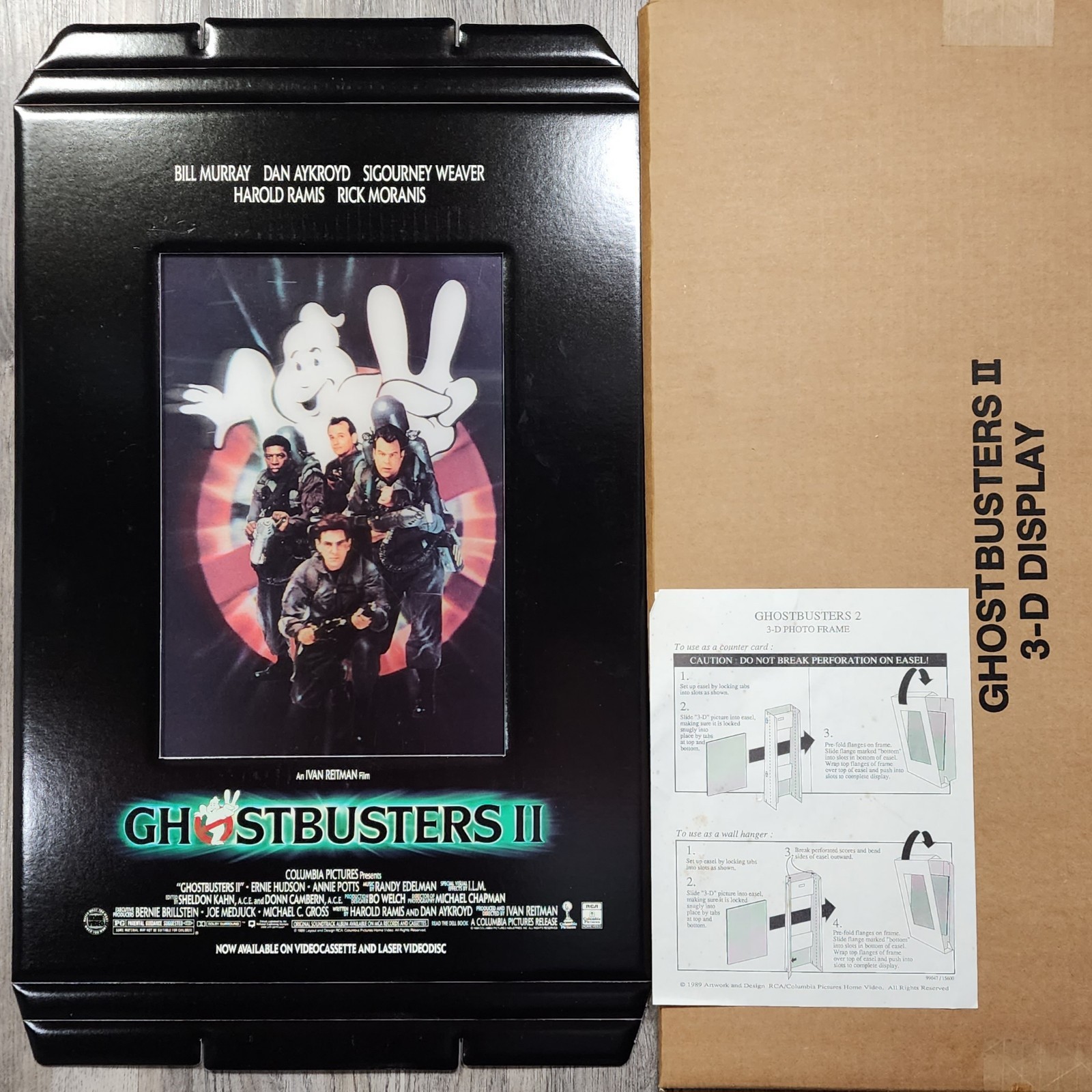 Vtg Ghostbusters 2 Movie VHS Laser Disc Store Display 3D Standee Cardboard