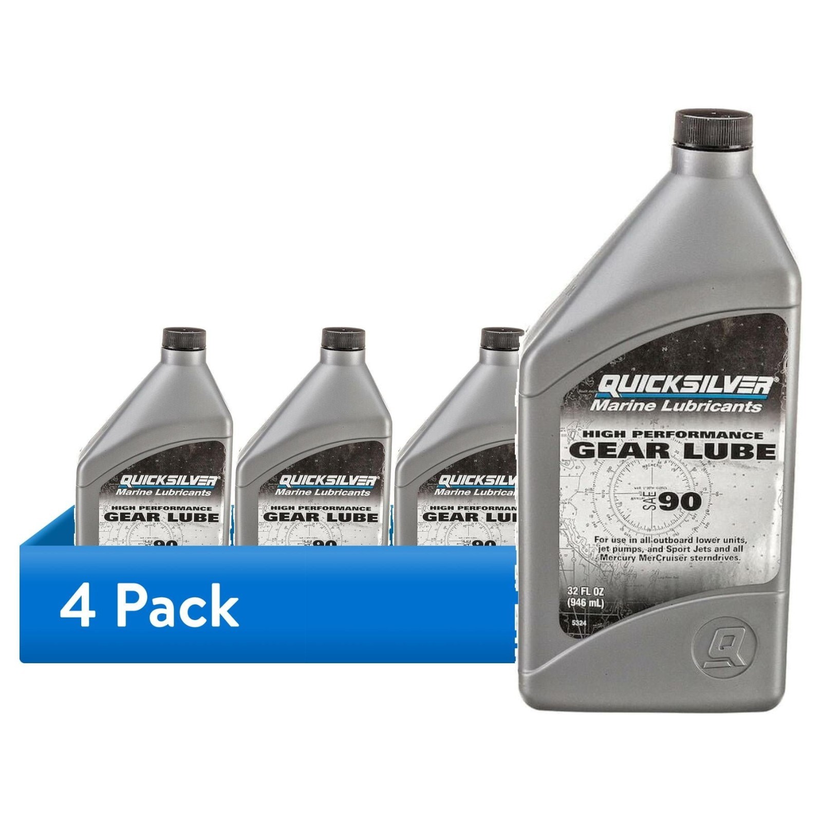 ( 4 pack) Mercury Marine Quicksilver High Performance Gear Lube SAE 90 32 Oz