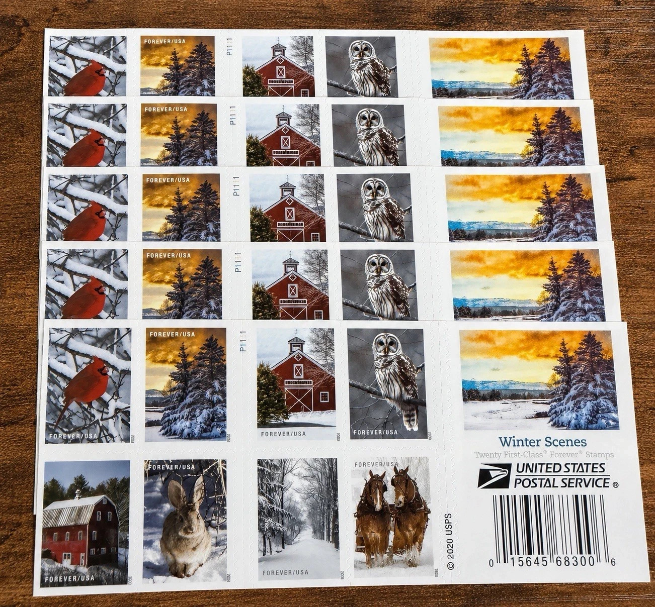 Genuine USPS Forever Stamps – Winter Scenes – 10 Sheets of 20 – 200 Stamps Genuine USPS Forever Stamps – Winter Scenes – 10 Sheets of 20 – 200 Stamps