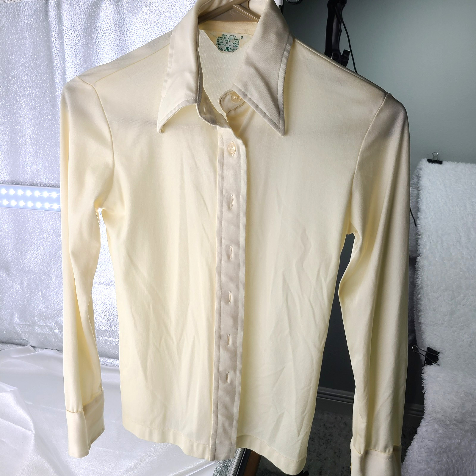 Vintage Lot 2 Sheer Blouses Womens Small Button Front Floral Sears JR Bazaar