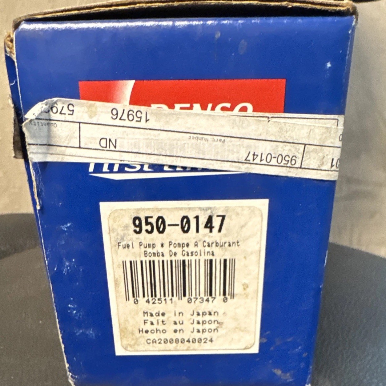 Toyota Denso electric in-tank fuel pump and strainer kit, part number 950-0147.