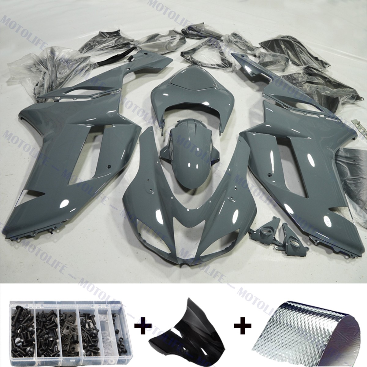 Gray Fairing Kit w/ Seat & Bolts For KAWASAKI NINJA ZX 6R 07-08 ZX636 Bodywork