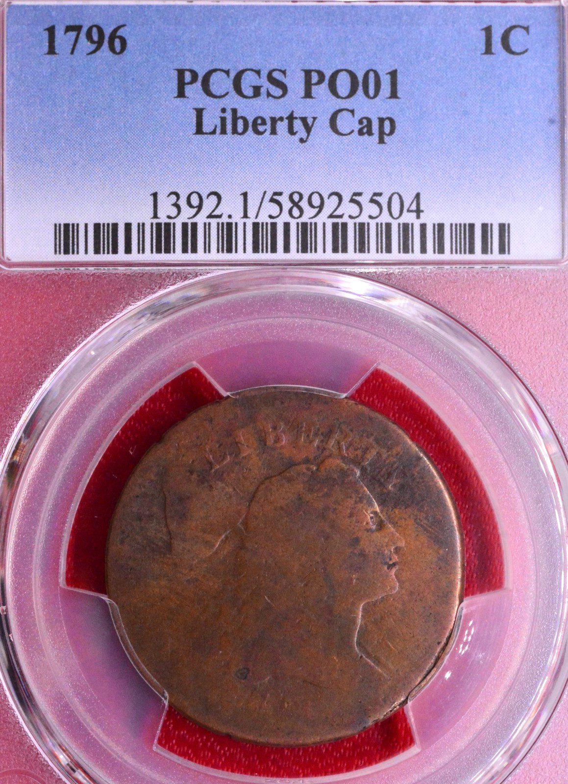 PCGS PO-1 1796 LOWBALL POCKET PIECE LIBERTY CAP FLOWING HAIR LARGE CENT PCGS PO-1 1796 LOWBALL POCKET PIECE LIBERTY CAP FLOWING HAIR LARGE CENT