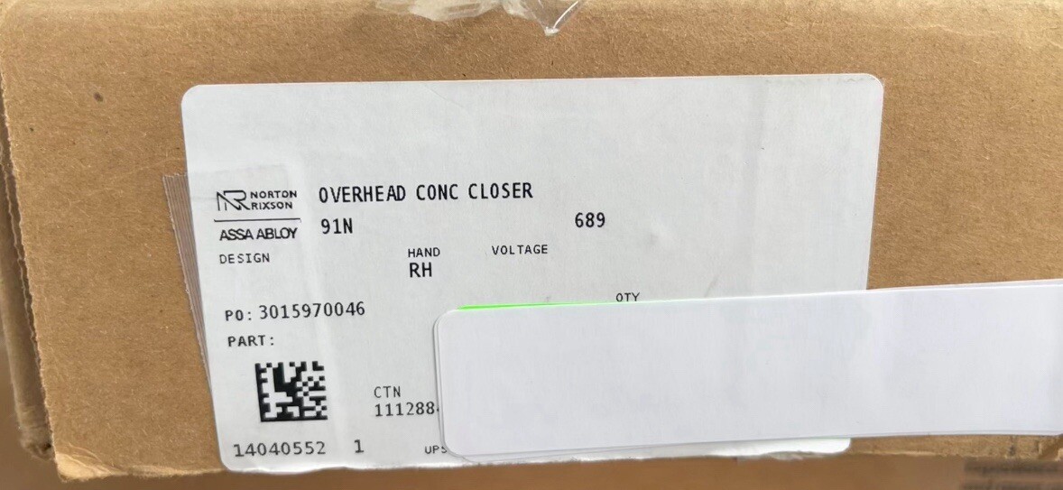 NORTON RIXSON OVERHEAD CONCEALED CLOSER 91N RH NORTON RIXSON OVERHEAD CONCEALED CLOSER 91N RH