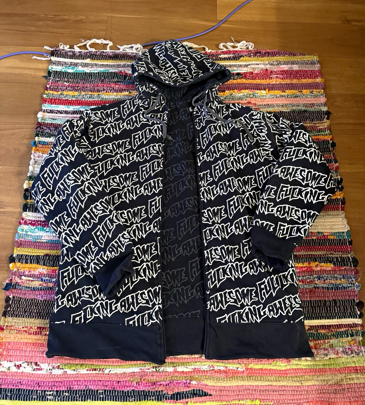 2007 F*cking Awesome AOP Reversible Stamp Zipped Hoodie  All Over Print L