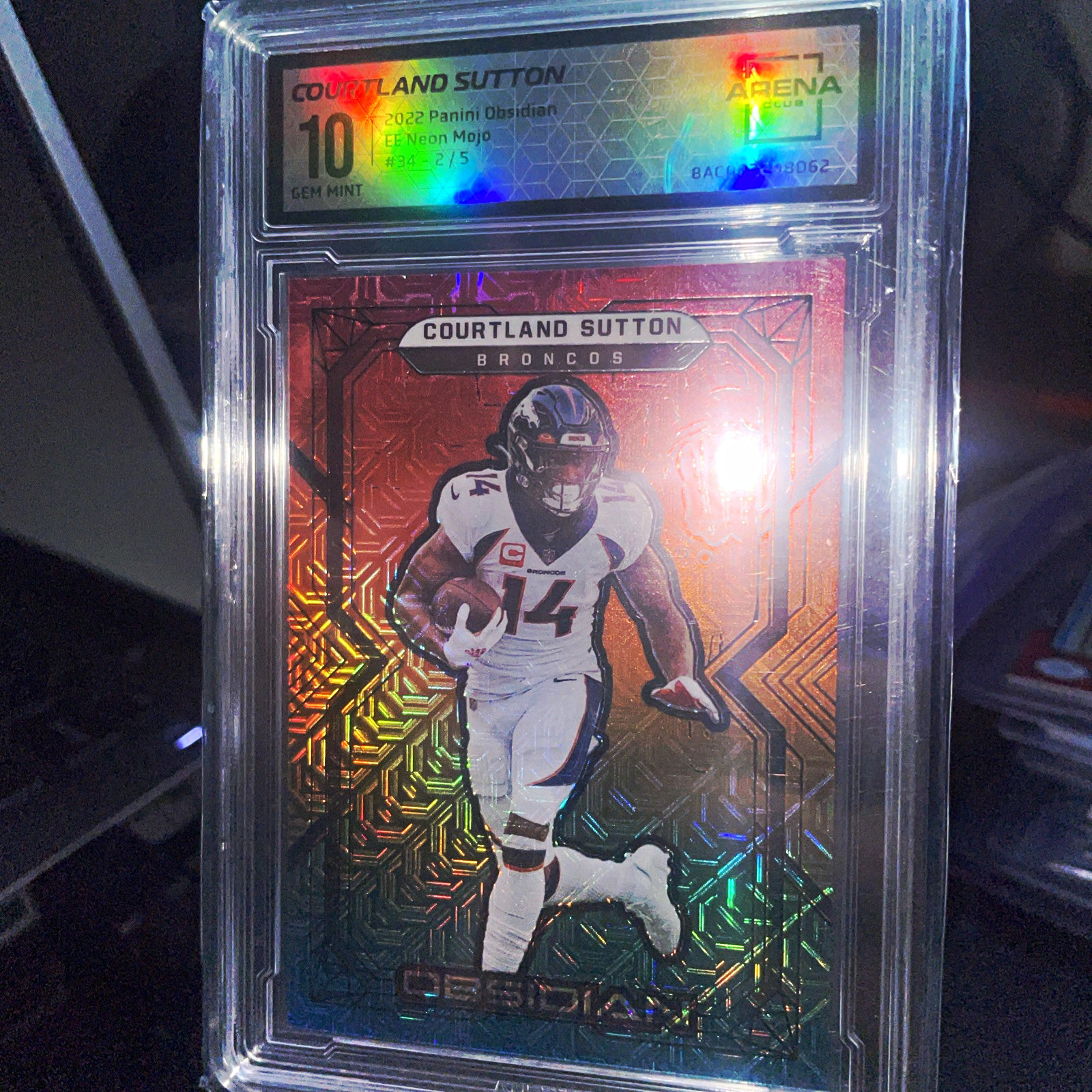2022 Panini Obsidian Courtland Sutton #34 2/5 Arena Club 10 