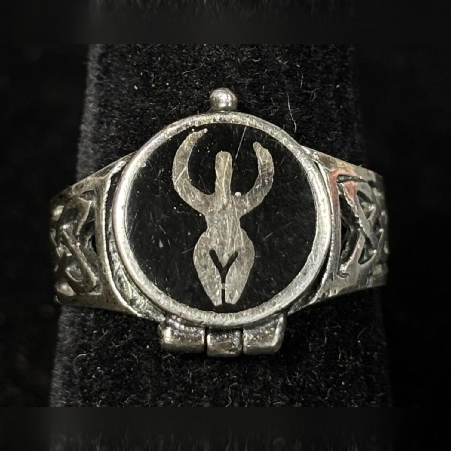 Sterling Silver Fertility Goddess Locket Ring Size 8