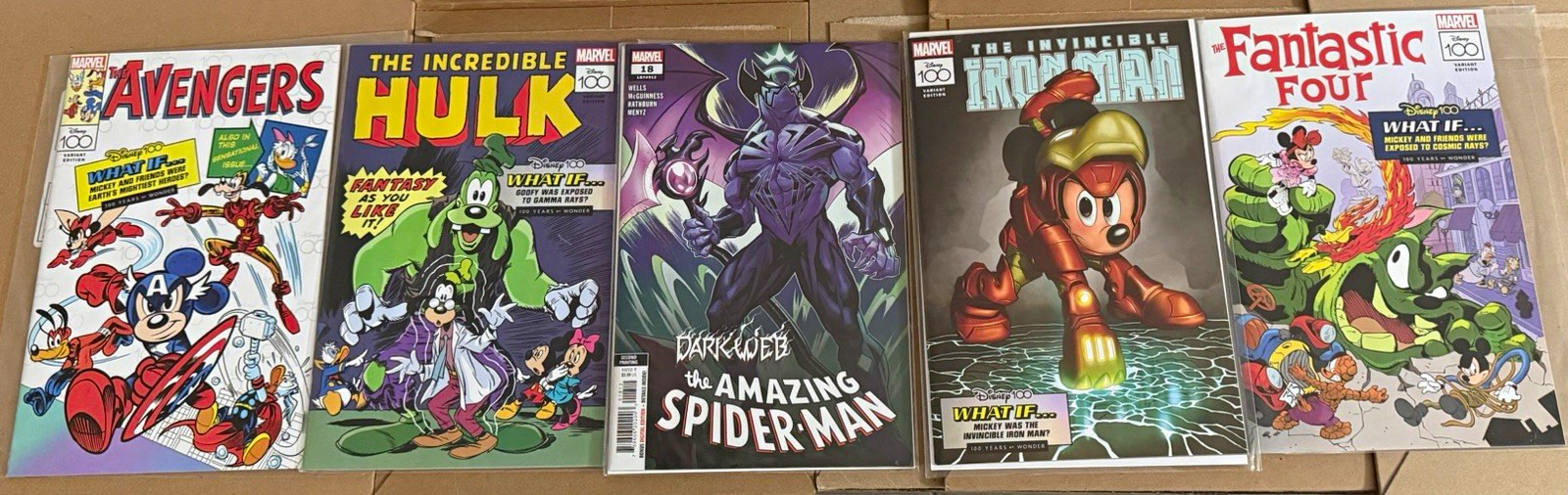 Marvel Comics Disney100 What If...? Variant Cover Lot Avengers, FF, ASM #18