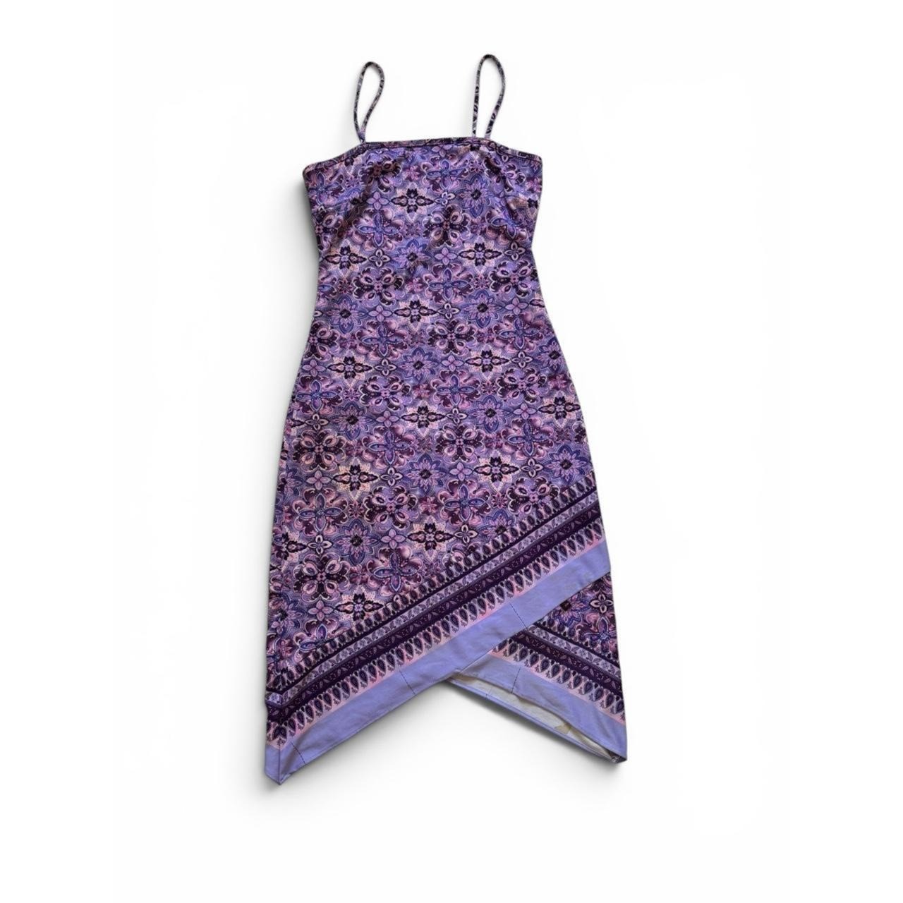 Younique Purple Paisley Floral Handkerchief Hem Midi Dress Whimsigoth Y2K Boho Younique Purple Paisley Floral Handkerchief Hem Midi Dress Whimsigoth Y2K Boho