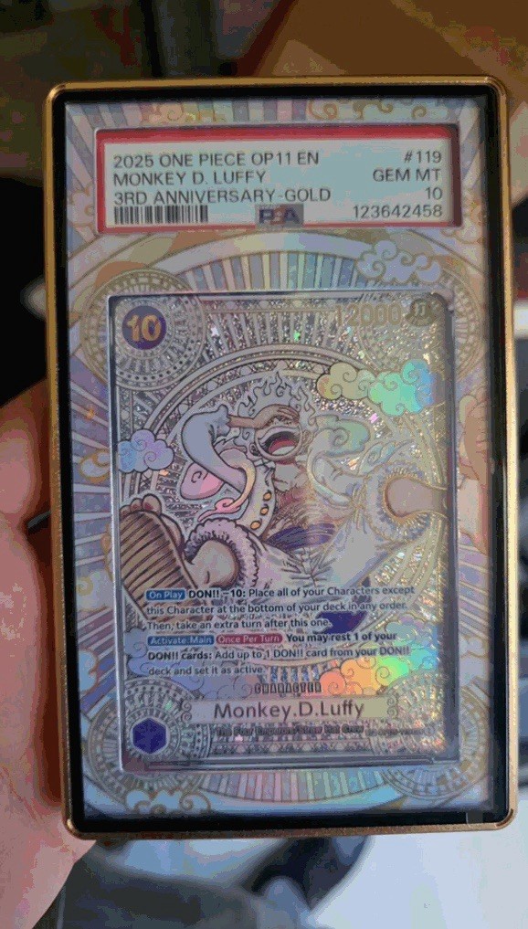 Bandai One Piece CCG Monkey D. Luffy OP11-119 3rd Anniversary Gold Foil PSA 10