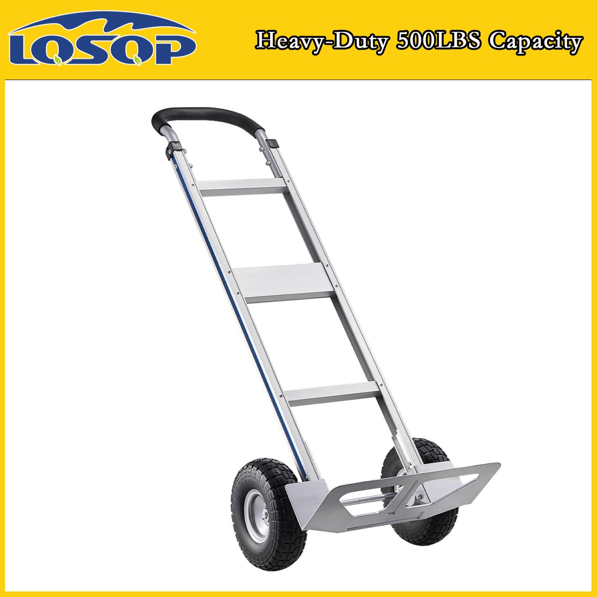 Aluminum Hand Truck, Heavy-Duty Dolly with Non-Slip Wheels & Handle, 500 LBS Aluminum Hand Truck, Heavy-Duty Dolly with Non-Slip Wheels & Handle, 500 LBS