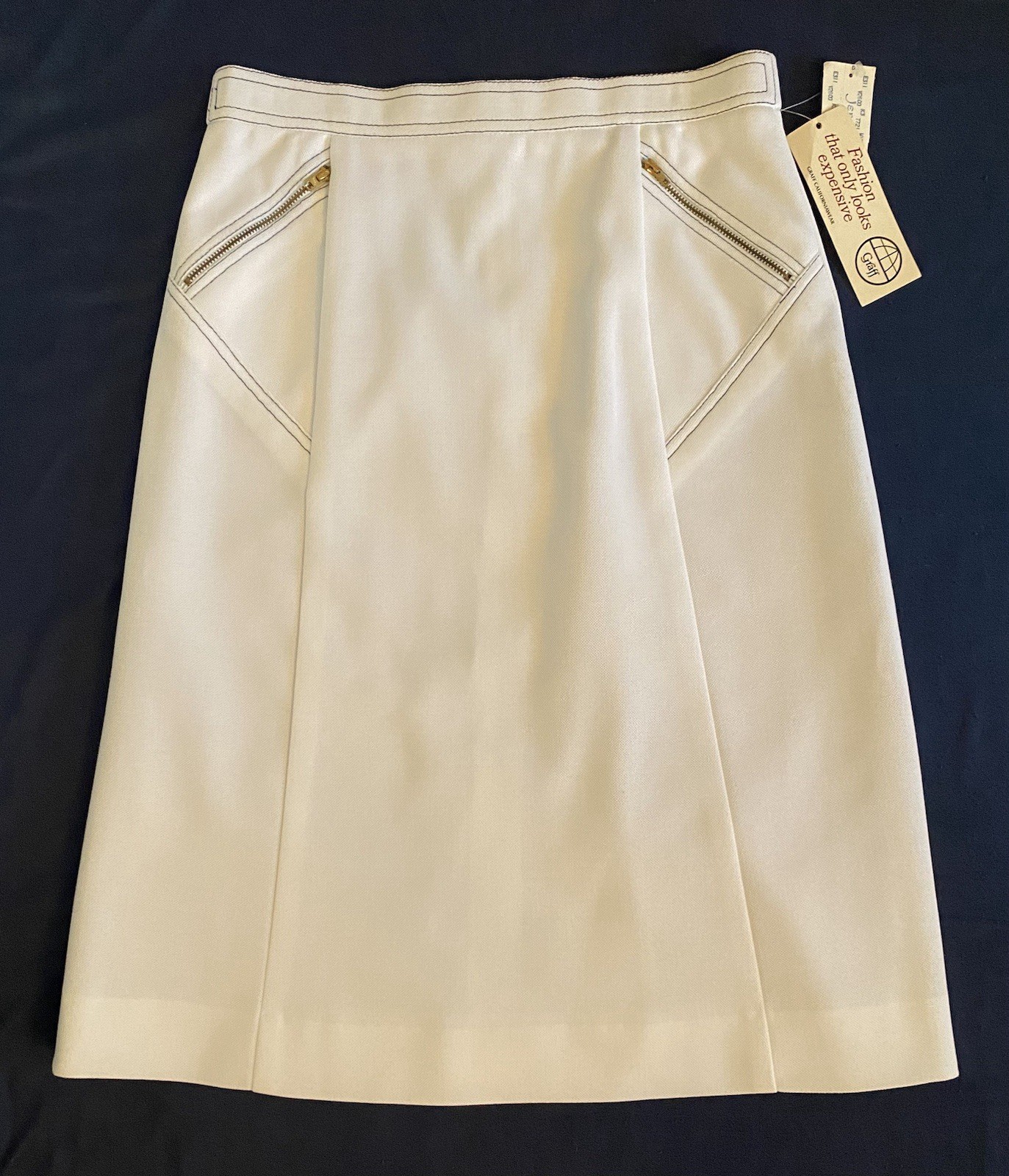 Vintage 70s White A-Line Skirt Graff California Size 12 Pockets Mod New NWT Vintage 70s White A-Line Skirt Graff California Size 12 Pockets Mod New NWT