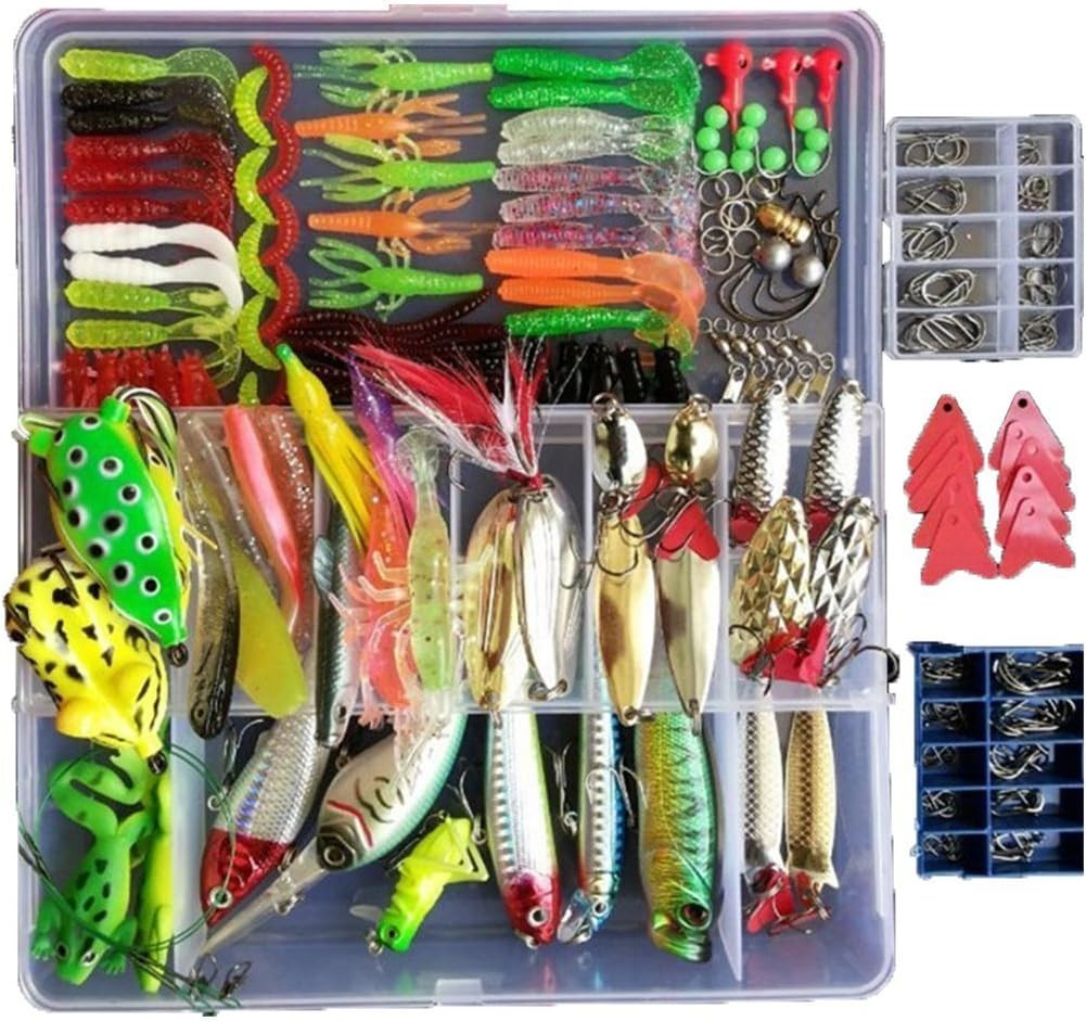 275Pcs Fishing Lure Set Kit Soft and Hard Lure Baits Tackle Set Bionic Bass