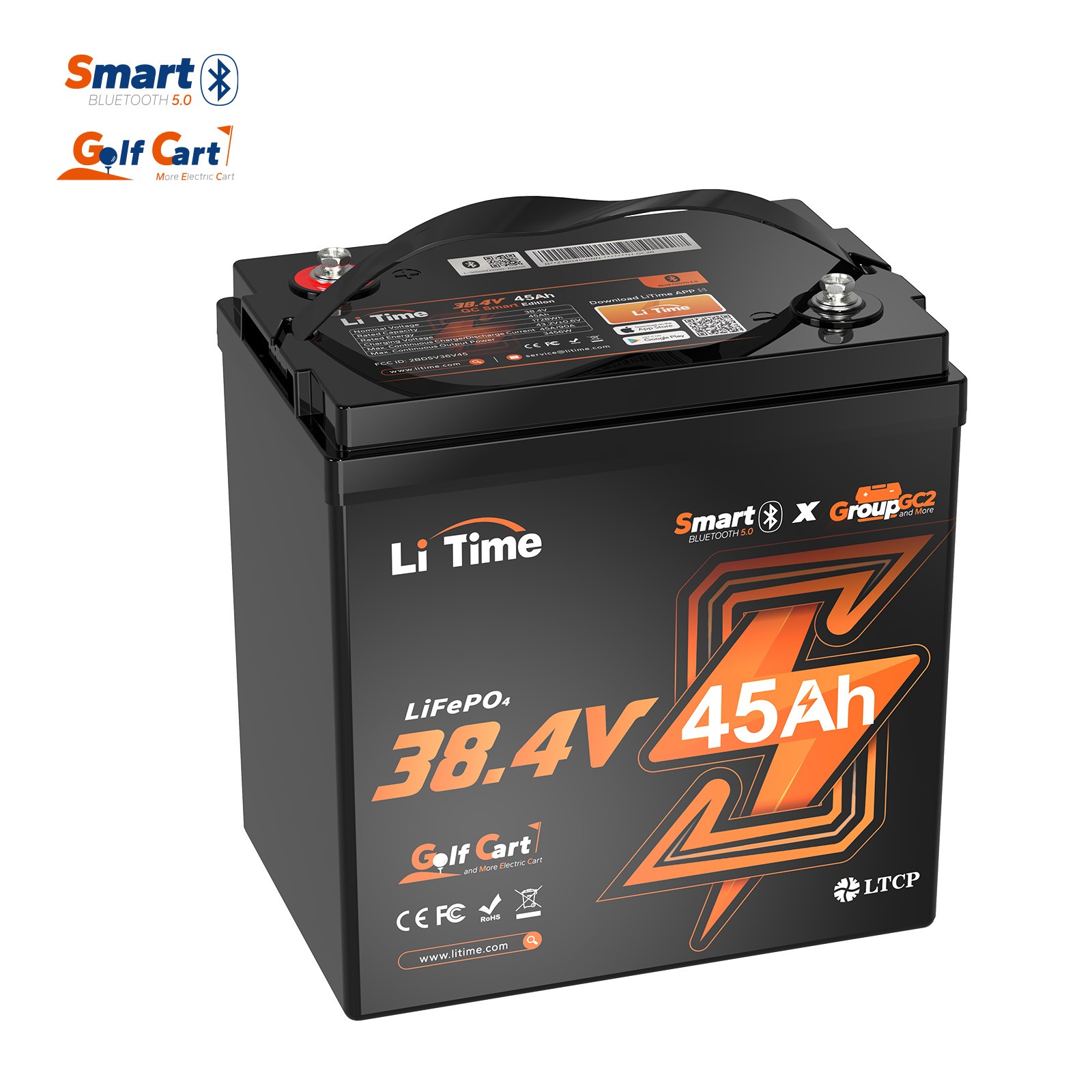 LiTime 36V 45Ah 48V 30Ah 60Ah 100Ah 150Ah Golf Cart LiFePO4 Lithium Battery Lot