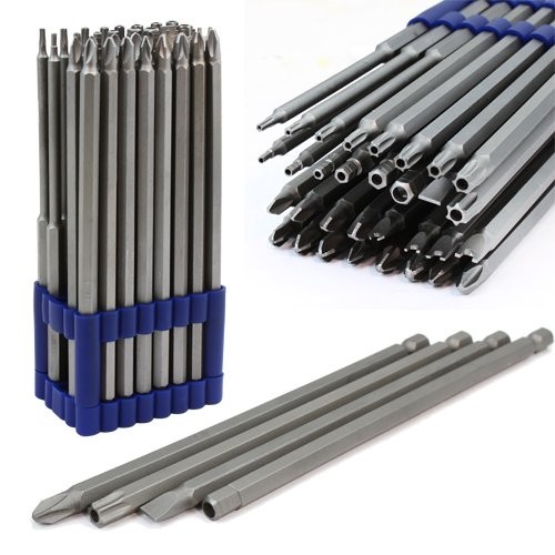 32pc Extra Long Security Bit Set Tamper Proof Torx Star Tri Wing Pozi w Holder