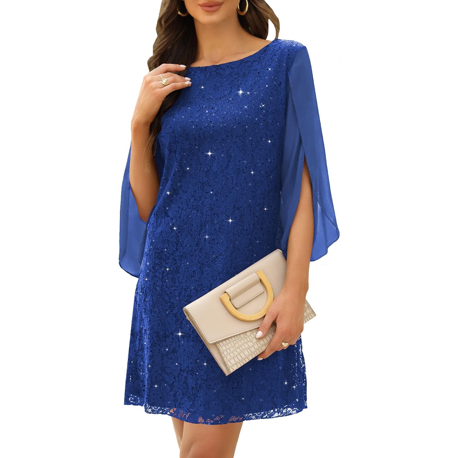 COOAN Wedding Guest Cocktail & Formal Dresses for Women - Lace Sequin Prom