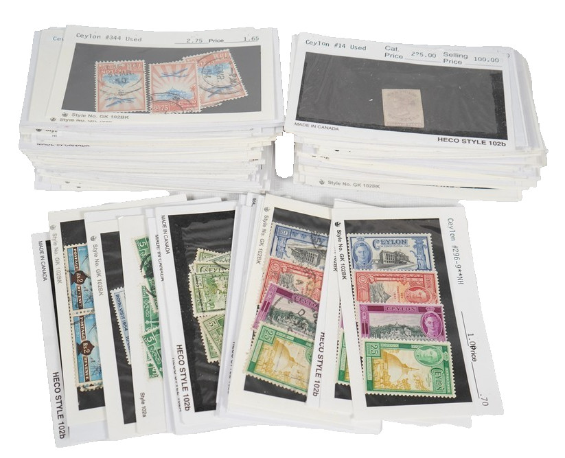 Ceylon Collection Of 250 Stock Cards With 545 Stamps Mint & Used Sc. #14/469
