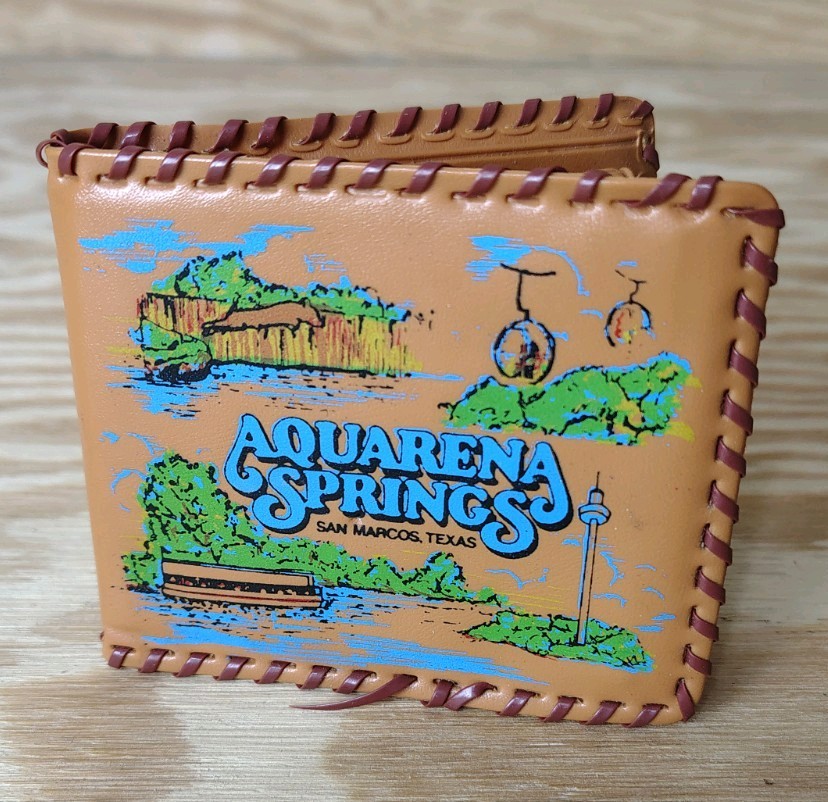 Vintage Aquarena Springs San Marcos Texas Amusement Park Souvenir Vinyl Wallet Vintage Aquarena Springs San Marcos Texas Amusement Park Souvenir Vinyl Wallet