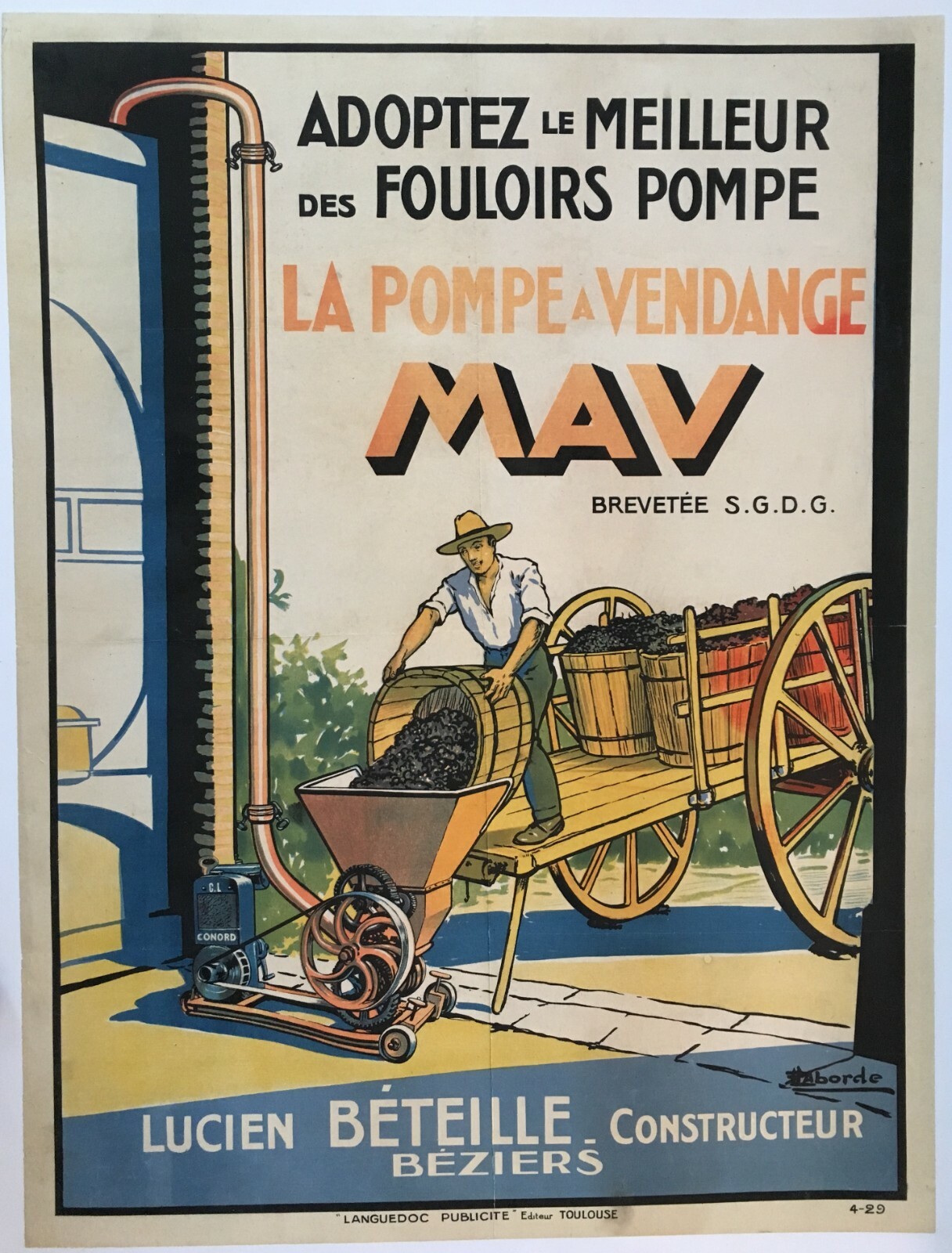 Original 1929 French Wine Press Poster Original 1929 French Wine Press Poster
