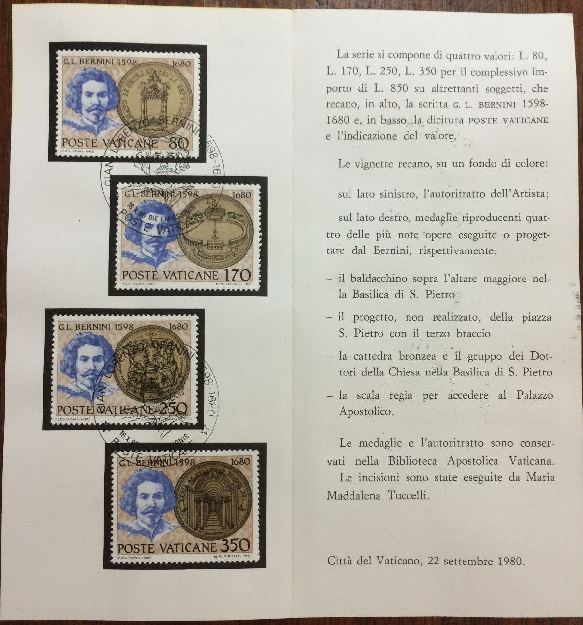 Vatican City Sc#673-6 First Day Cancelled on Official Bulletin Vatican City Sc#673-6 First Day Cancelled on Official Bulletin